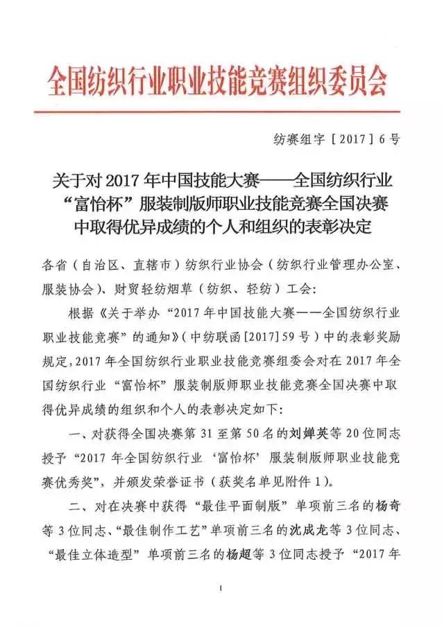全國(guó)紡織行業(yè)“富怡杯”服裝制版師職業(yè)技能競(jìng)賽獲獎(jiǎng)名單揭曉!