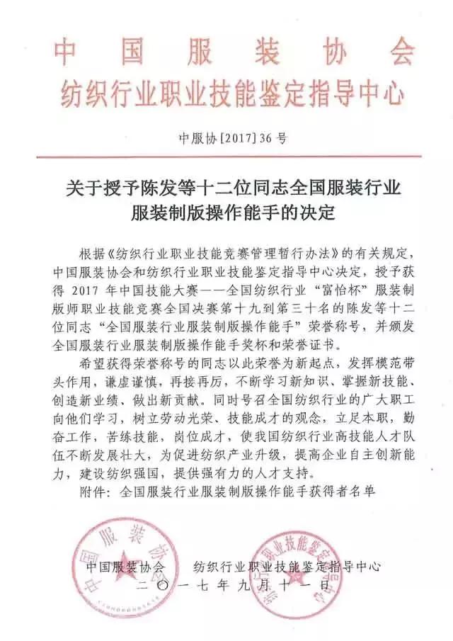 全國(guó)紡織行業(yè)“富怡杯”服裝制版師職業(yè)技能競(jìng)賽獲獎(jiǎng)名單揭曉!