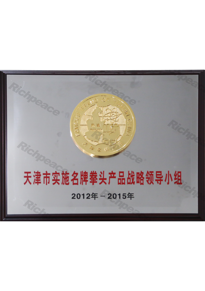 天津市名牌拳頭產(chǎn)品領導小組牌匾